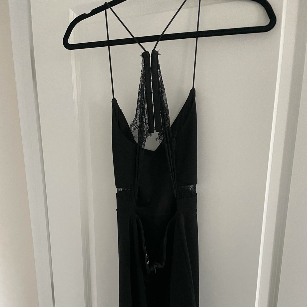 Black lace detail cocktail dress